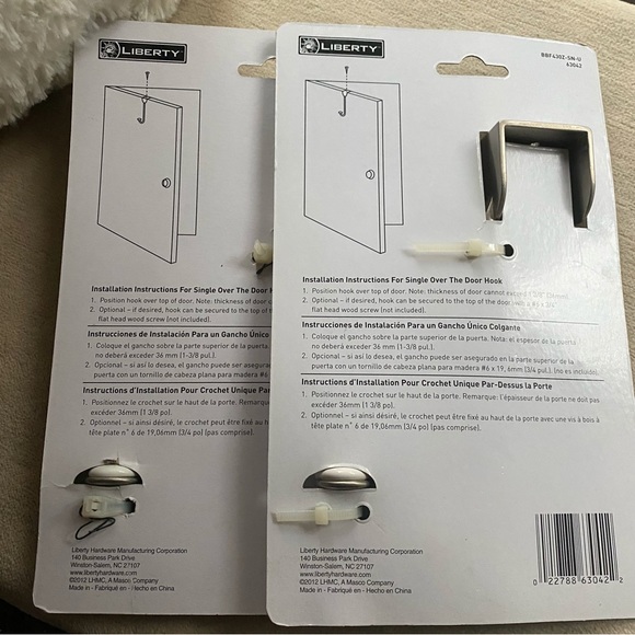 2 Satin Nickel Single Over-The-Door Use Anywhere Hooks By Liberty - Picture 6 of 6